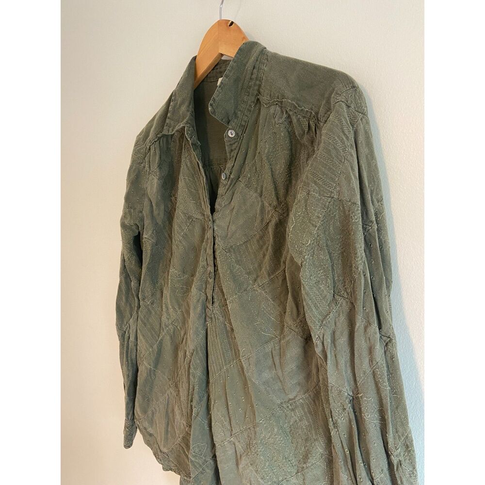 Sundance Olive Green Patchwork Blouse Women's Siz… - image 3